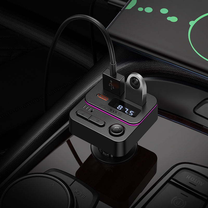 FM Bluetooth Modulator Borofone BC60 Hero, 2 x USB-A - 1 x USB-C