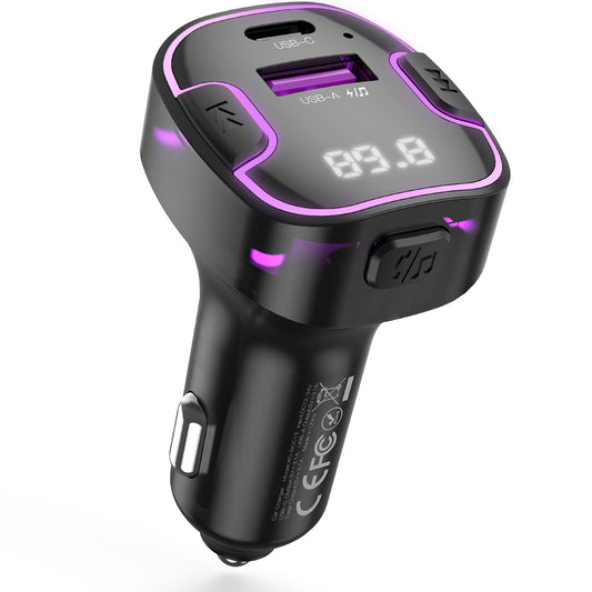 XO Design BCC12 FM-Transmitter Bluetooth | 1x USB-A & 1x USB-C