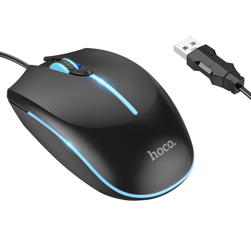 Gaming-Maus Kabelgebunden USB HOCO GM37, RGB, 2400DPI, Schwarz