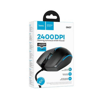 Gaming-Maus Kabelgebunden USB HOCO GM37, RGB, 2400DPI, Schwarz