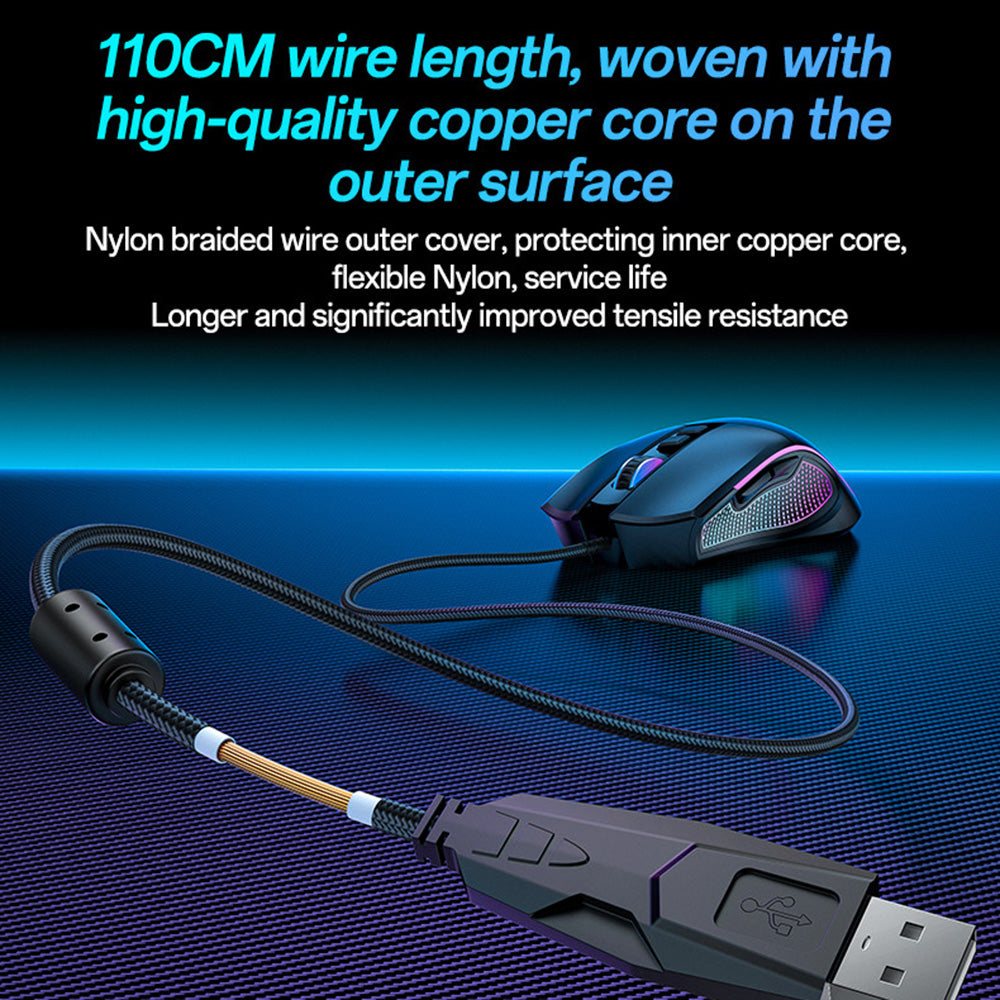 Gaming-Maus Wired USB Yesido KB20, RGB, 1000DPI - 7200DPI, Schwarz