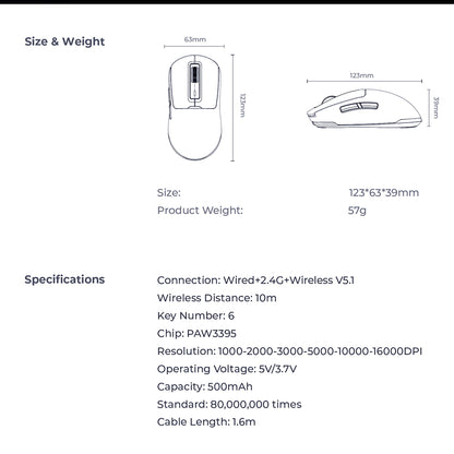 Gaming-Maus Wireless HAVIT MS969WB, RGB, 1000DPI - 16000DPI, Schwarz
