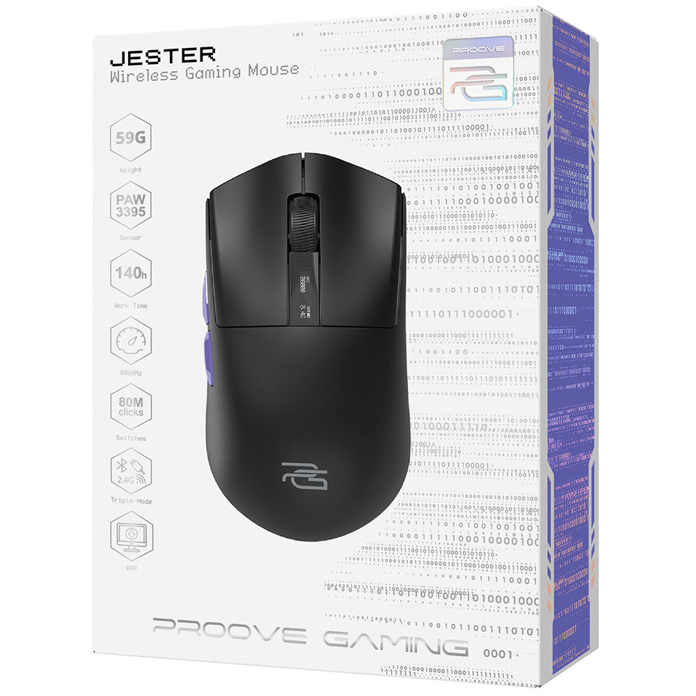 Wireless Gaming-Maus Proove Jester, 800DPI - 26000DPI, OLED-Display, Schwarz WMJS00022001