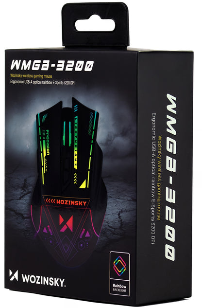 Wireless Gaming Maus WZK WMGB-3200, 3200DPI, RGB, Schwarz