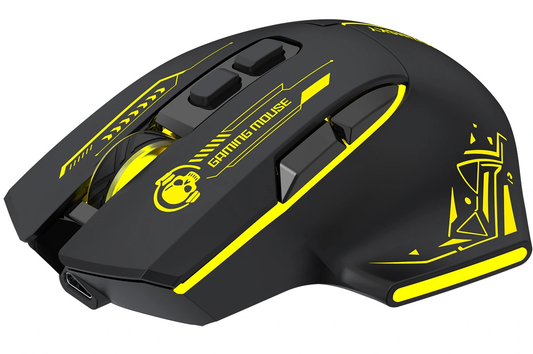 Wireless Gaming-Maus WZK WMGB-1181, 3200DPI, Schwarz Gelb