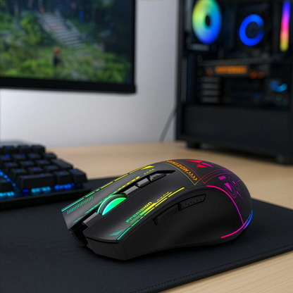 Wireless Gaming Maus WZK WMGB-3200, 3200DPI, RGB, Schwarz