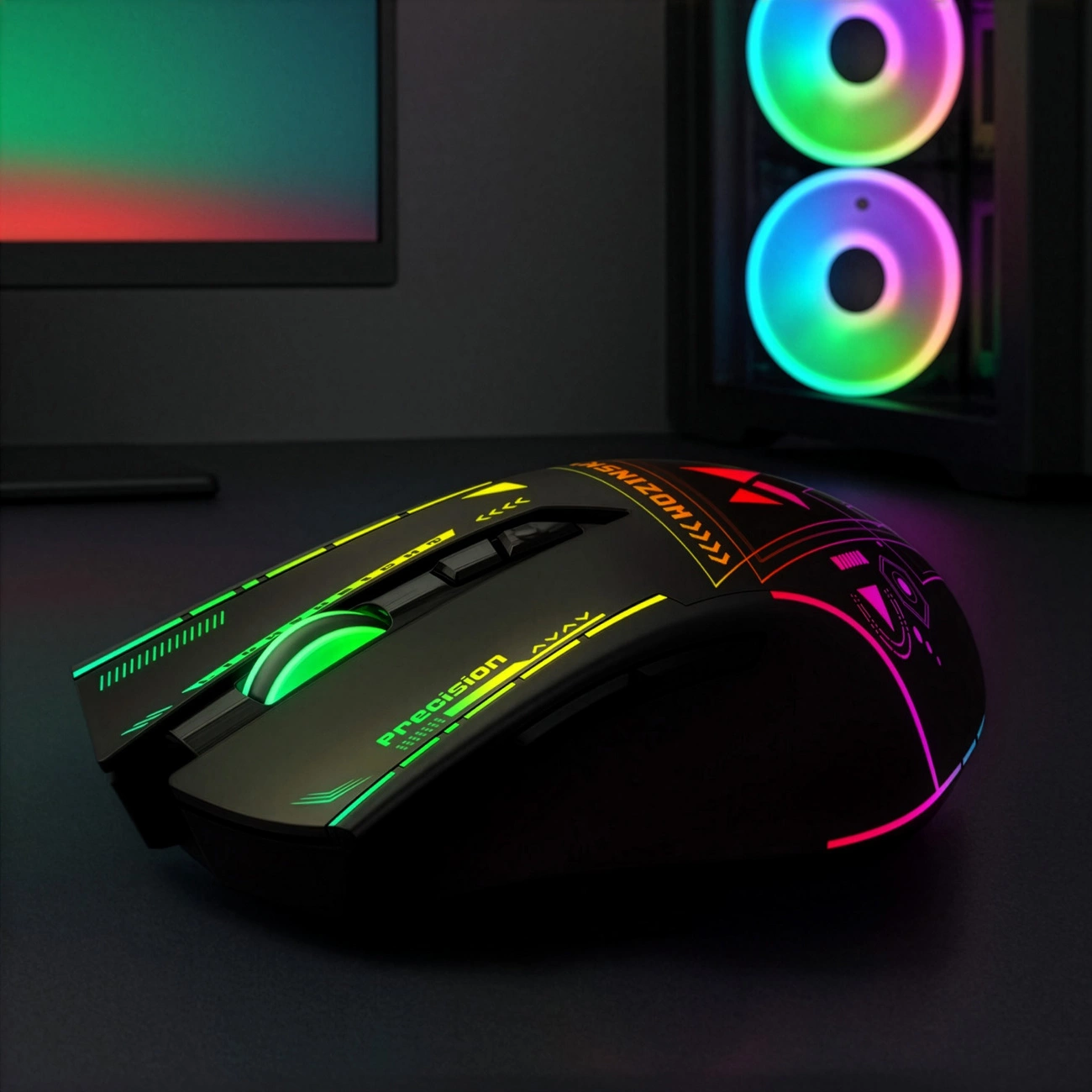 Wireless Gaming Maus WZK WMGB-3200, 3200DPI, RGB, Schwarz