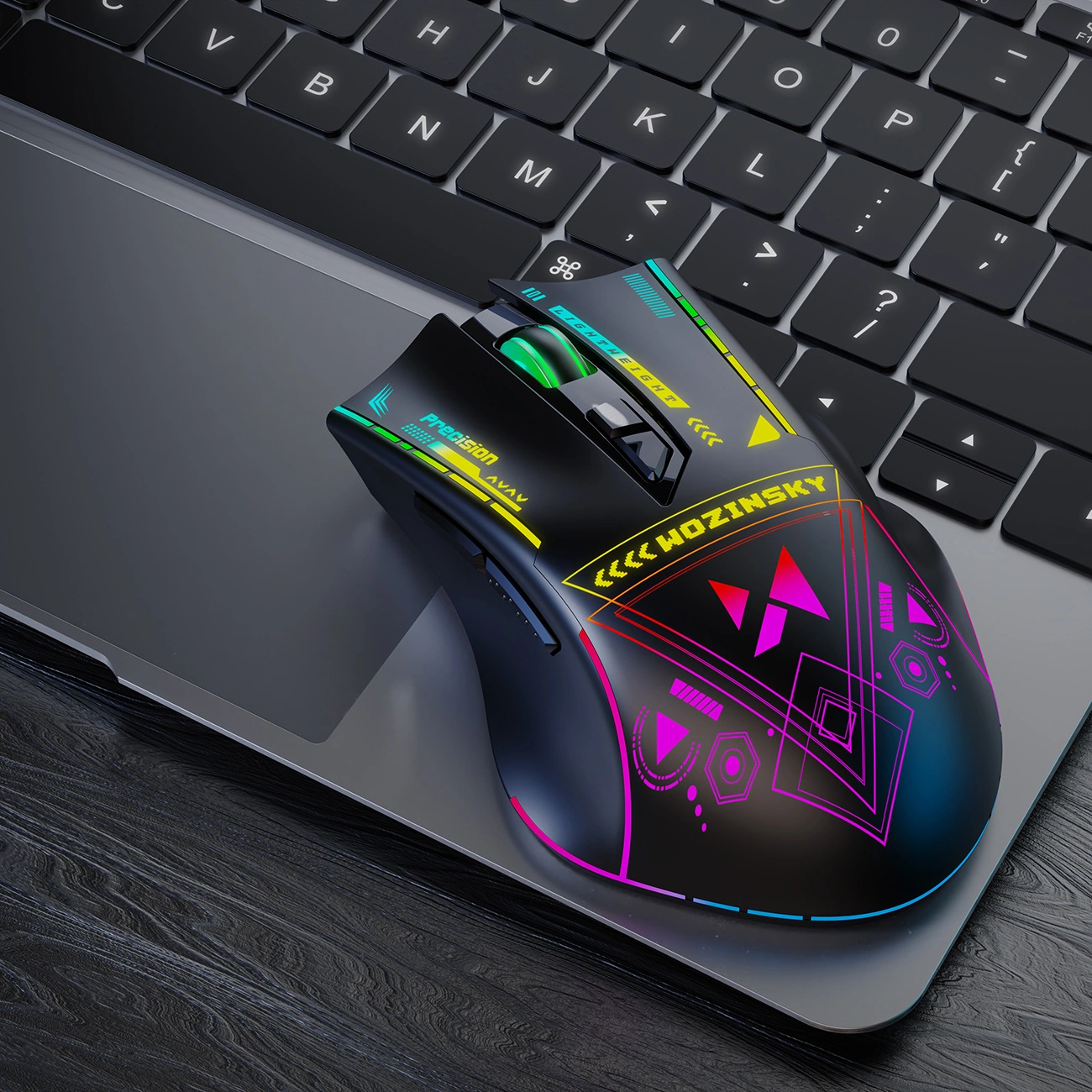 Wireless Gaming Maus WZK WMGB-3200, 3200DPI, RGB, Schwarz