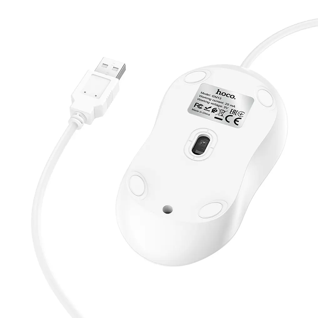 Kabelgebundene USB-Maus HOCO GM13, 1600DPI, Weiß