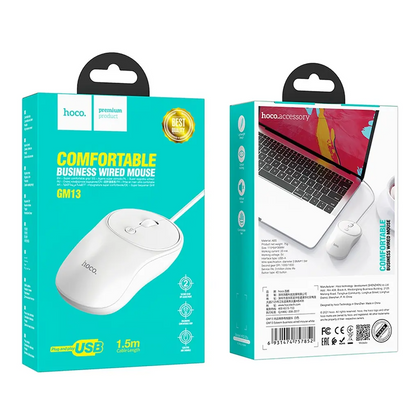 Kabelgebundene USB-Maus HOCO GM13, 1600DPI, Weiß