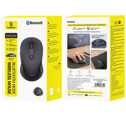 Mouse Wireless Baseus F02, 1600DPI, BT / Wi-Fi, Schwarz B0203203