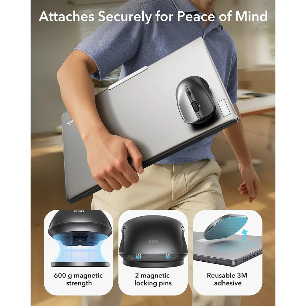 Kabellose Maus ESR MagMouse, 800DPI - 4800DPI, BT / Wi-Fi, Grau
