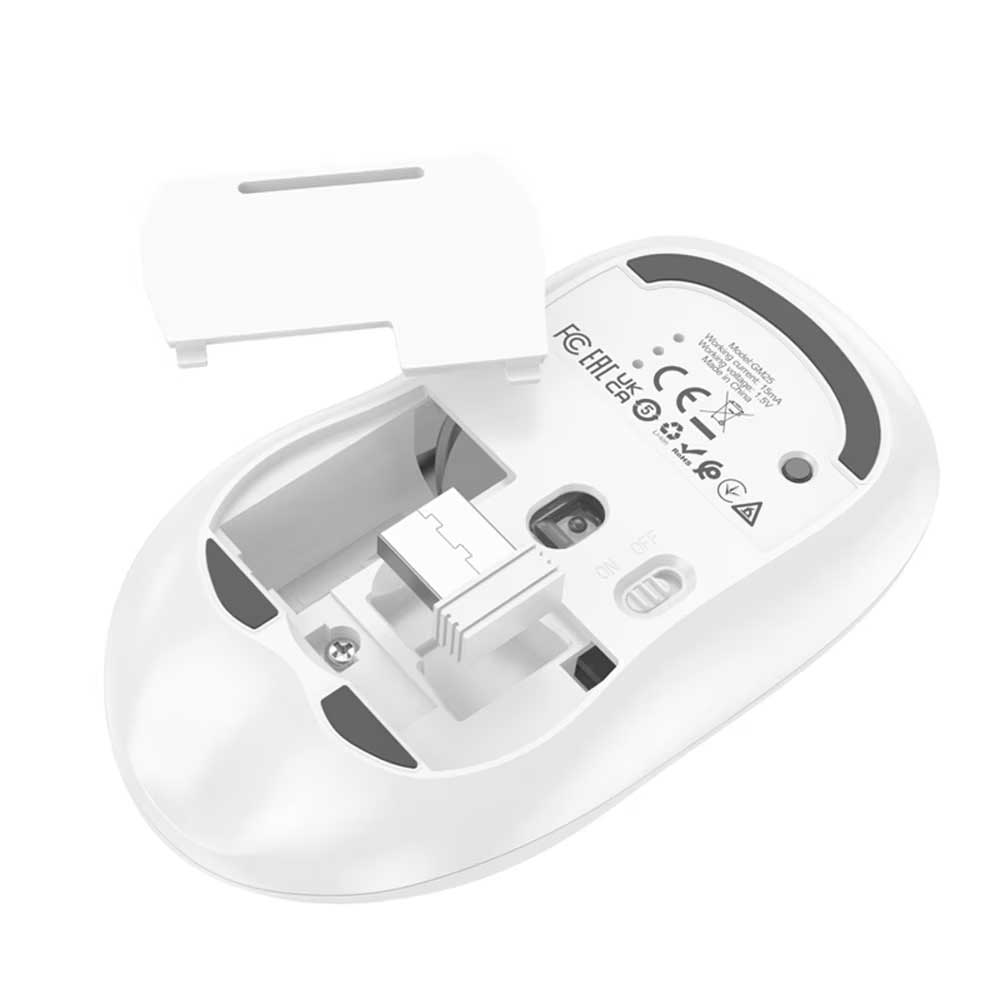 Drahtlose Maus HOCO GM25, 1600DPI, BT / Wi-Fi, Weiß