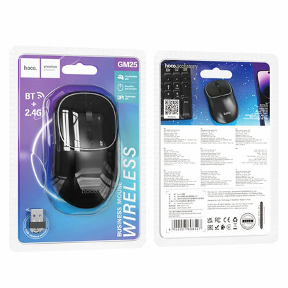 Drahtlose Maus HOCO GM25, 1600DPI, BT / Wi-Fi, Schwarz
