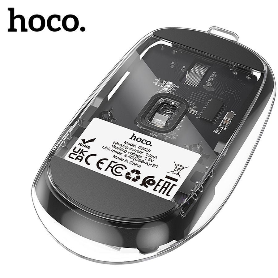 Drahtlose Maus HOCO GM29, 1600DPI, BT / Wi-Fi, Schwarz