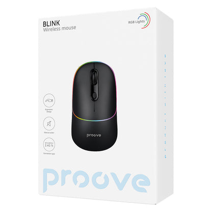 Proove Blink Wireless Mouse, RGB, 800DPI - 1600DPI, BT / Wi-Fi, Black WMBL00002001