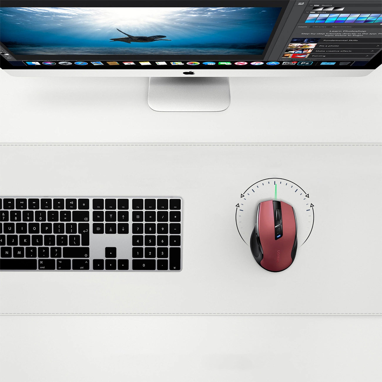 Wireless-Maus UGREEN MU006, 4000DPI, Rot