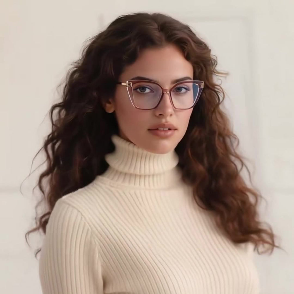 Techsuit 2260 Women's Computer Glasses, Anti-Blue Light, Black Gold