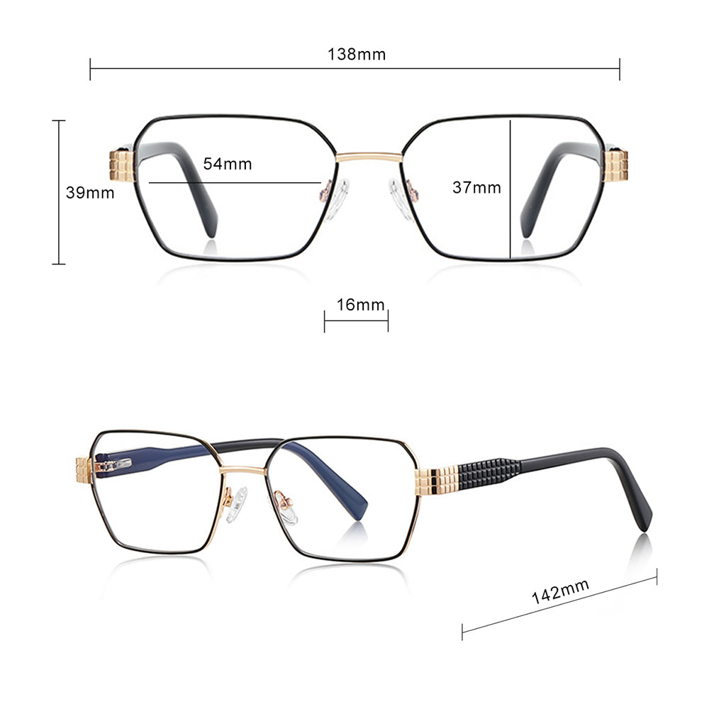 Damen Computerbrille Techsuit 3161, Anti-Blue Light, Schwarz Gold