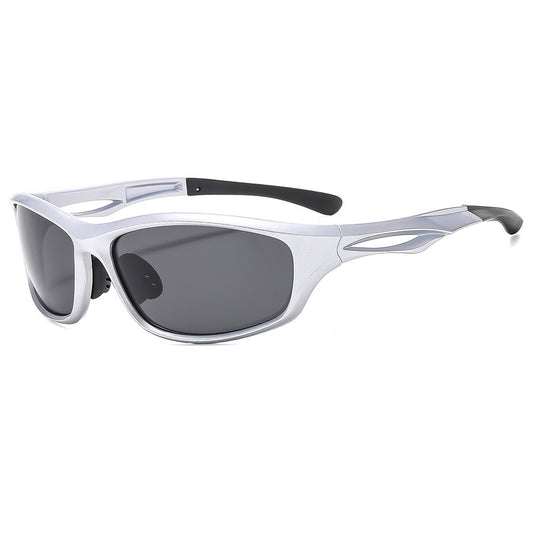 Unisex Fahrradbrille Techsuit 9309, polarisiert, silber-grau