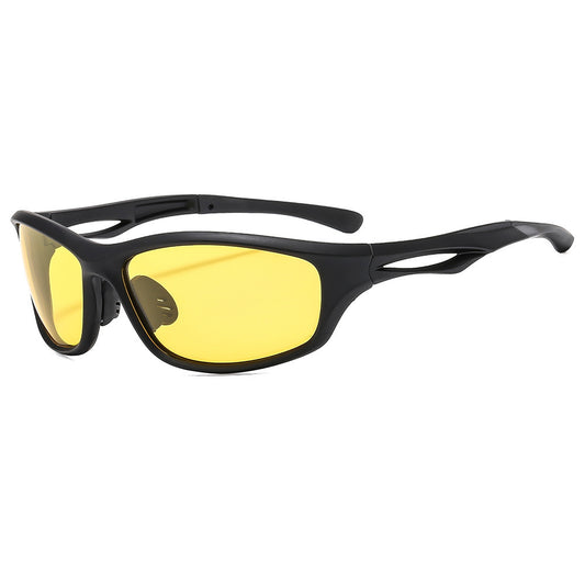 Unisex Fahrradbrille Techsuit 9309, polarisiert, schwarz-gelb