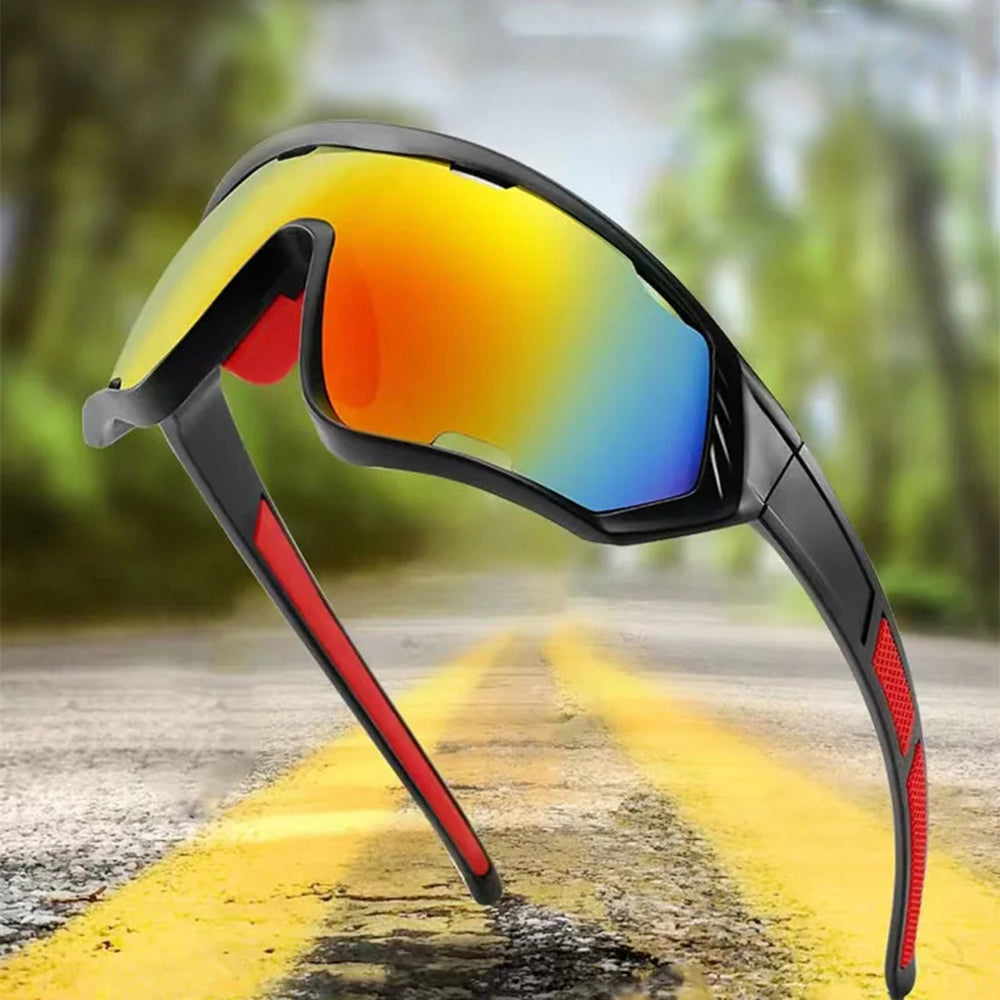 Unisex Techsuit 9330 Fahrradbrille, Schwarz Rot Orange