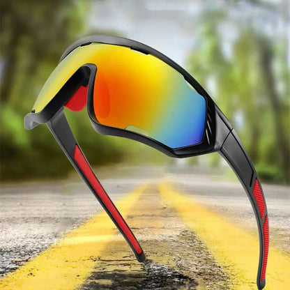 Unisex Techsuit 9330 Fahrradbrille, Schwarz Rot Orange