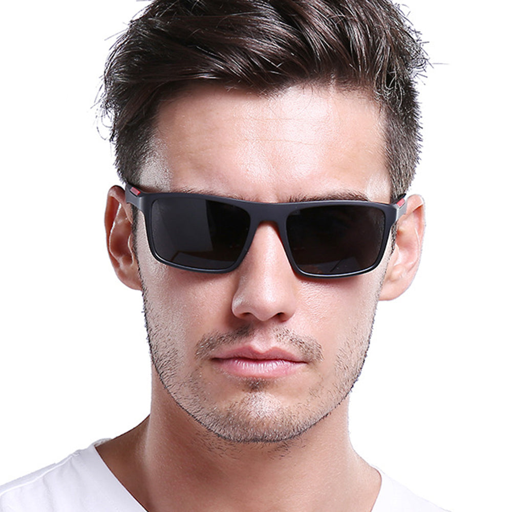 Herren-Sonnenbrille Techsuit TR90 (MM101), polarisiert, UV-Schutz, matt schwarz rot