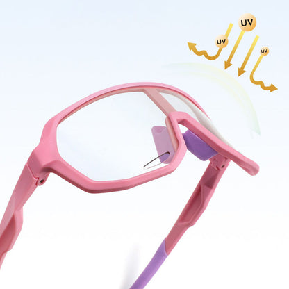 Techsuit 22312 Kinder-Sonnenbrille, polarisiert, UV-Schutz, Blau-Gelb