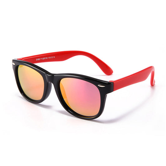 Techsuit D802 Kinder-Sonnenbrille, polarisiert, UV-Schutz, Schwarz Rosa