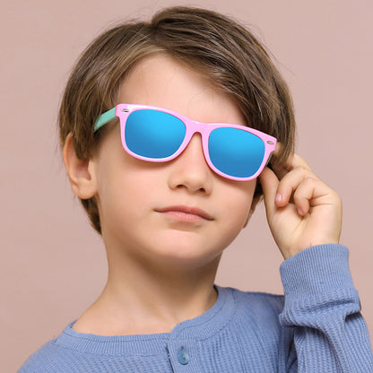 Techsuit D802 Kids' Sunglasses, Polarized, UV Protection, Red White