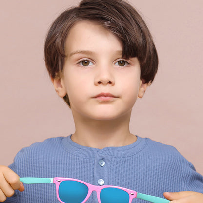 Techsuit D802 Kinder-Sonnenbrille, polarisiert, UV-Schutz, Rosa Grün