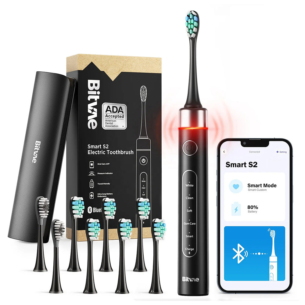 Elektrische Zahnbürste Bitvae S2 Smart, Schwarz