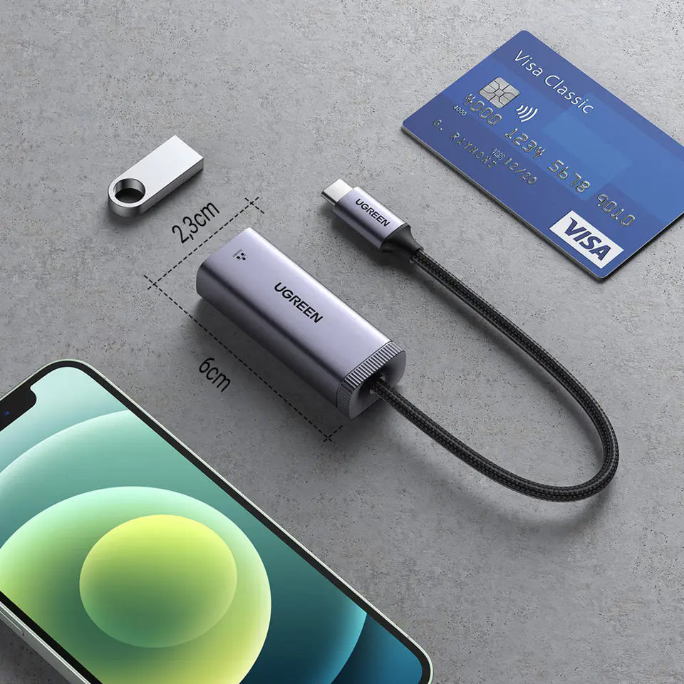 UGREEN CM483 Network Card, RJ45, USB-C, Gray