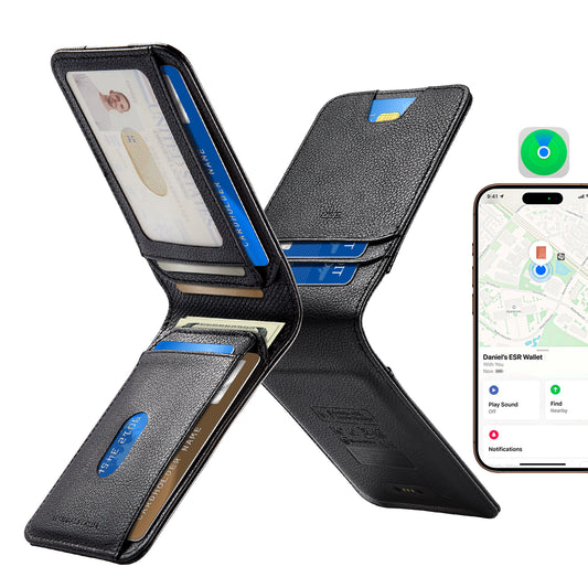ESR Classic Geo Geldbörse mit Find My Funktion und RFID-Schutz, Schwarz, Neuware