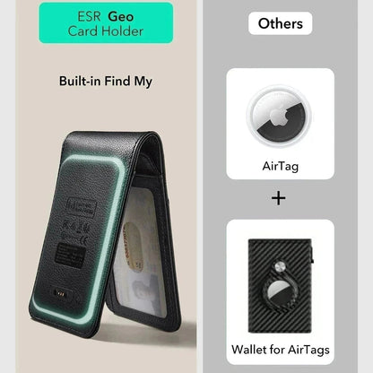 ESR Classic Geo Carbon Wallet with Find My function and RFID Protection, Black