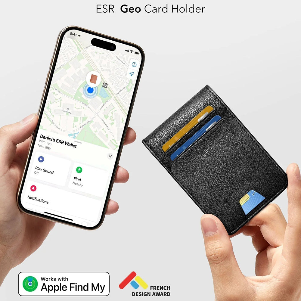 ESR Classic Geo Geldbörse mit Find My-Funktion und RFID-Schutz, Braun