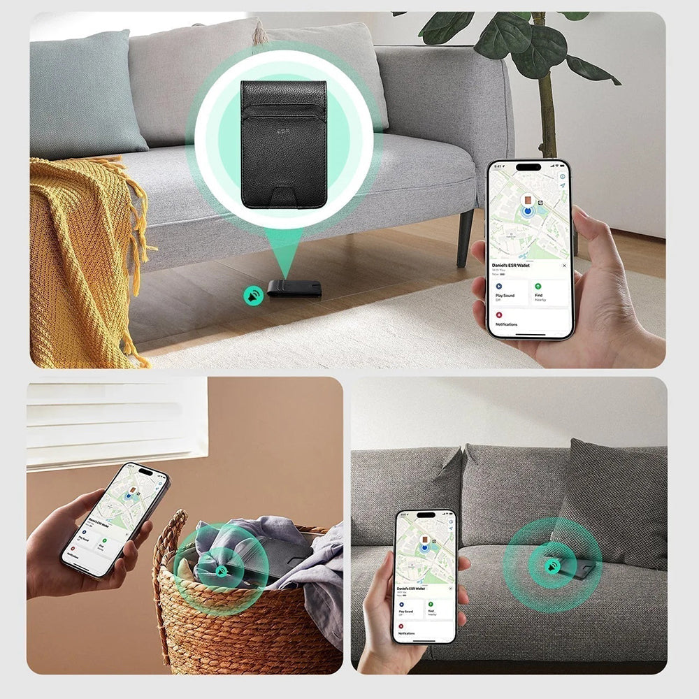 ESR Classic Geo Geldbörse mit Find My-Funktion und RFID-Schutz, Braun