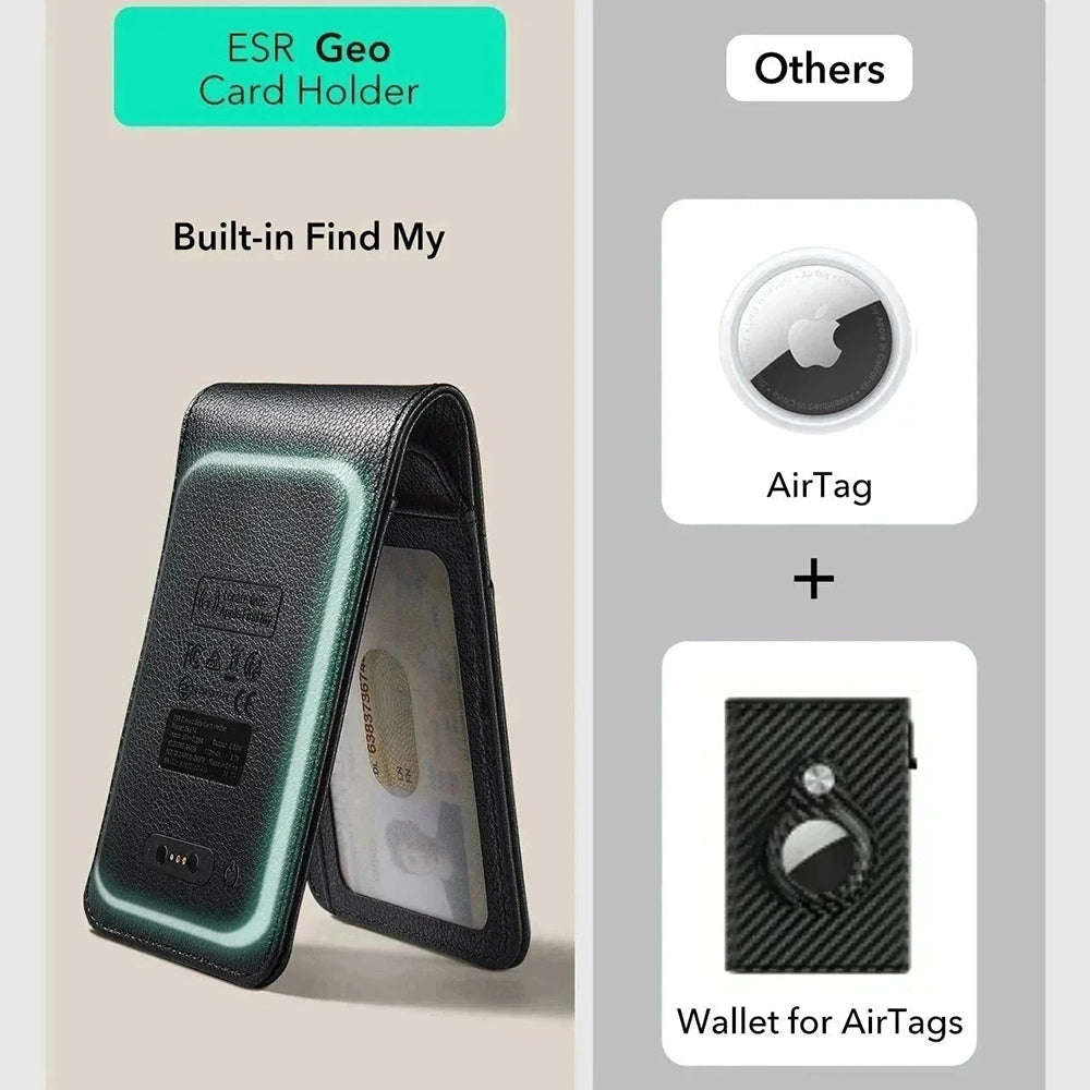 ESR Classic Geo Geldbörse mit Find My-Funktion und RFID-Schutz, Braun