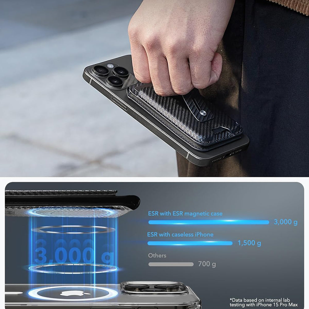 Magsafe Wallet, ESR, Find my Wallet Carbon, Black