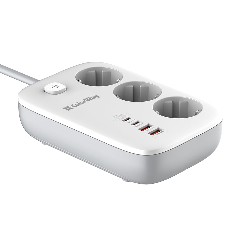Verlängerungskabel ColorWay, 3 x Schuko, Weiß