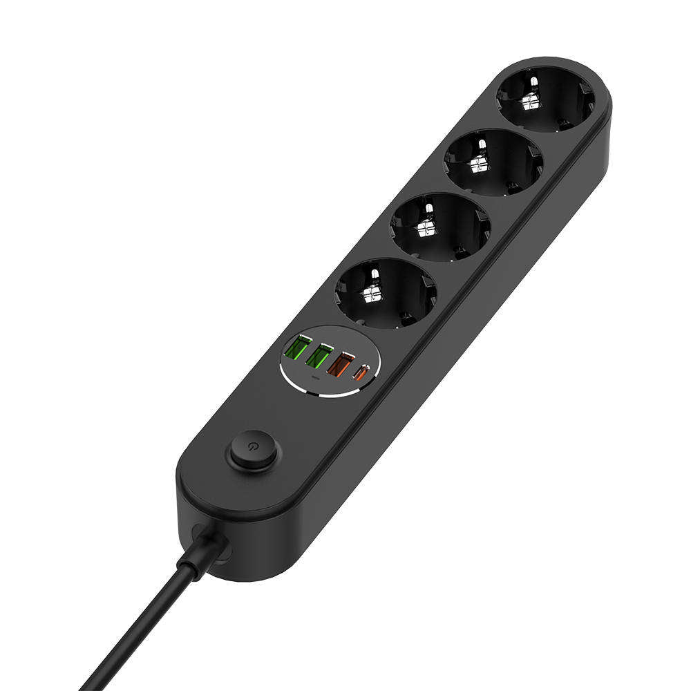 Verlängerungskabel ColorWay, 4 x Schuko, Schwarz