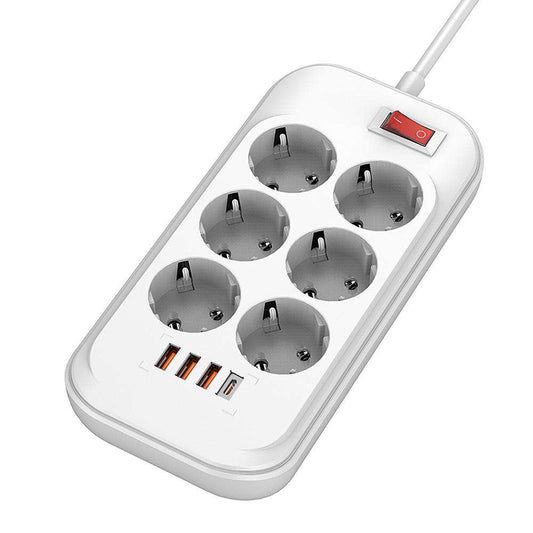 Verlängerungskabel ColorWay, 6 x Schuko, Weiß
