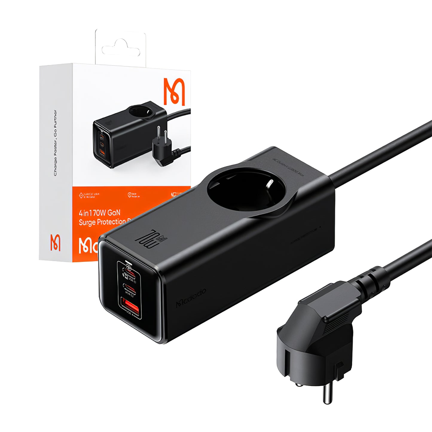 McDodo Verlängerungskabel CH-4620, 1 x Schuko, Schwarz
