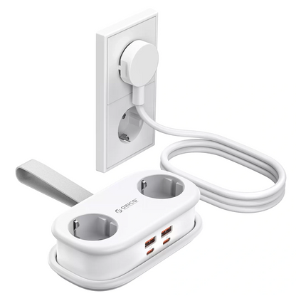 Orico-Verlängerungskabel AP3, 2 x Schuko - 2 x USB-A - 2 x USB-C, Weiß