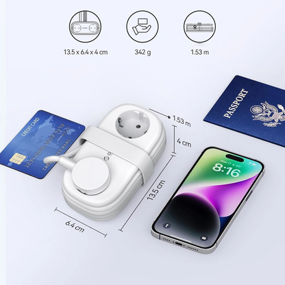 Orico-Verlängerungskabel AP3, 2 x Schuko - 2 x USB-A - 2 x USB-C, Weiß