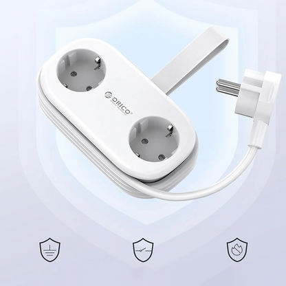 Orico-Verlängerungskabel AP3, 2 x Schuko - 2 x USB-A - 2 x USB-C, Weiß