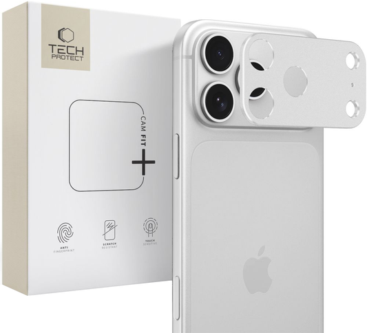 Tech-Protect Camalloy Fit+ Kameraschutzrahmen für die Rückkamera des Apple iPhone 18 Pro Max, Aluminium, Silberfarben