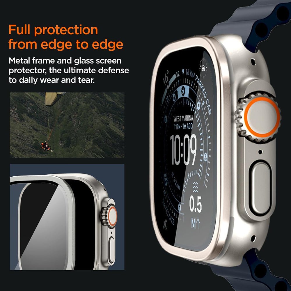 Spigen Tune with Glass Schutzrahmen für Apple Watch Ultra Series, Silber ACS11595