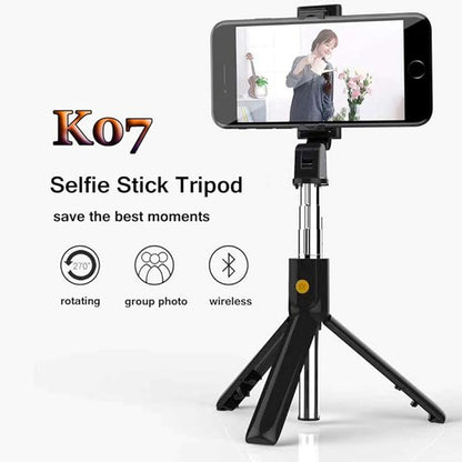 Selfie Stick Bluetooth Techsuit K07, Universal, Schwarz